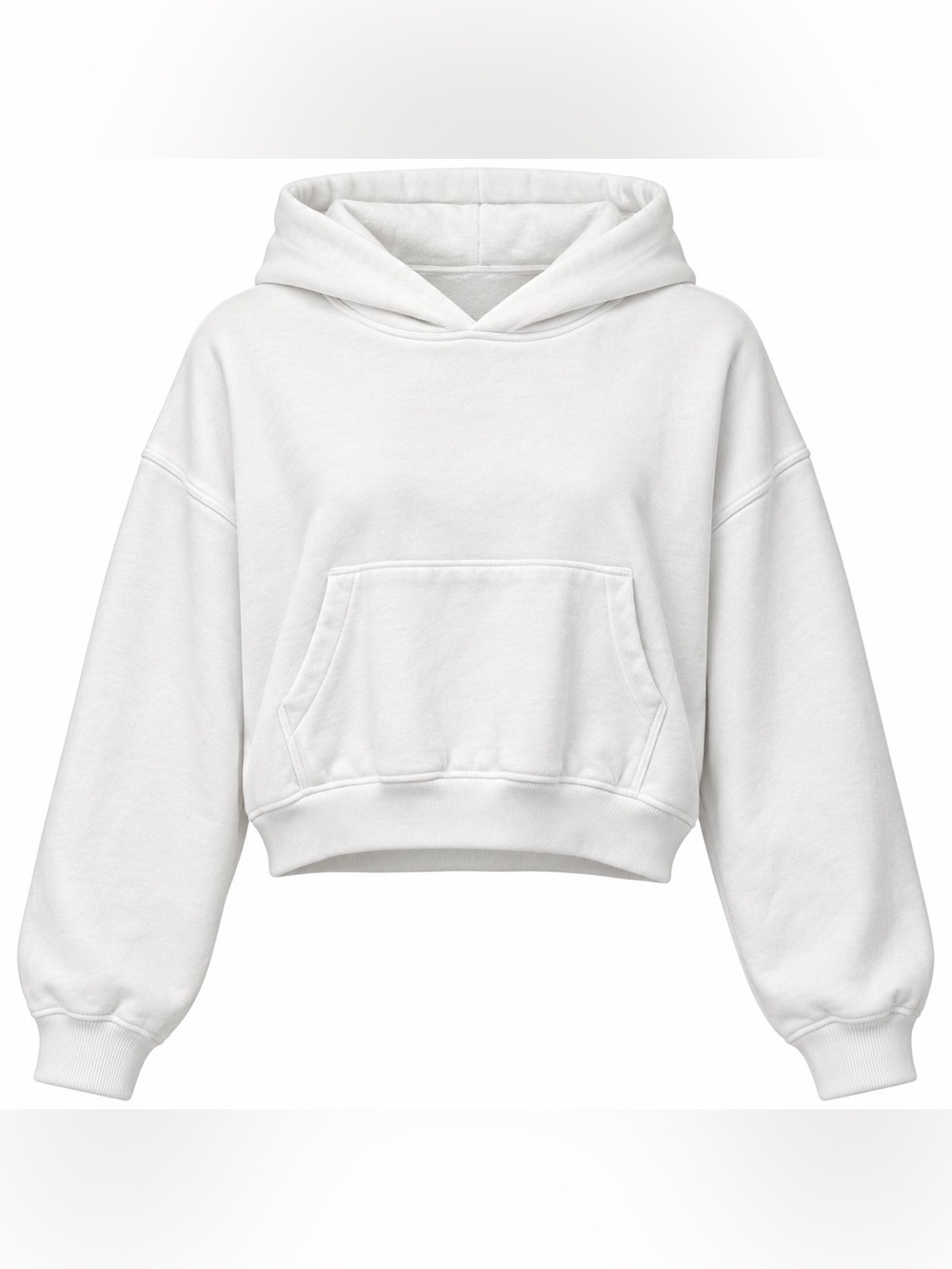 Ardene White Cropped Oversized Kangaroo Pocket Hoodie Large